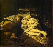 Vasily Perov Sleeping children oil painting on canvas